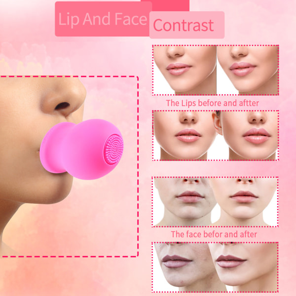 Lip Plumper Device with Brush Lip Filler Beauty Pump Silikon Pout Lip Enhancer Plumper Tool Natural Pout Mun Tool Pink