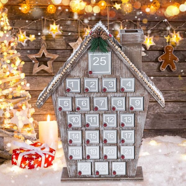 Advent Kalender i Tre Skrivebordsornament for Julepynt