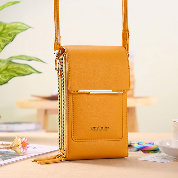 Kvinnor Liten Crossbody-väska Girl Touch-Screen Telefonväska Mini Messenger Bag med kreditkortsfack Enkel telefonväska Yellow