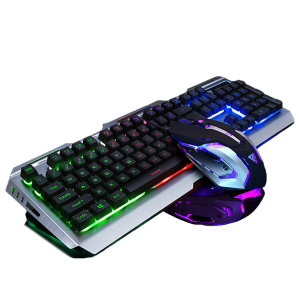 Gaming Tastatur Mus Ledningsført V1 LED Baggrundsbelyst Multimedia USB Ergonomisk Gamer Tastatur Vandtæt Optisk Gamer Mus Sæt