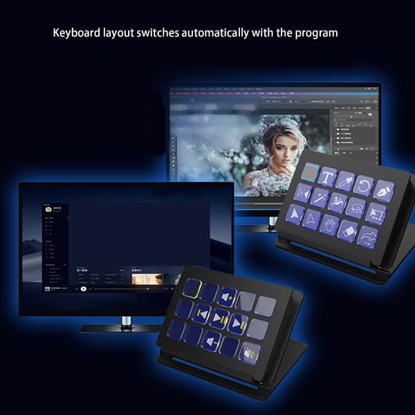 LCD Tastatur Dynamiske Ikoner Makro Pad til Multitasking Skabere PC Kompatibel
