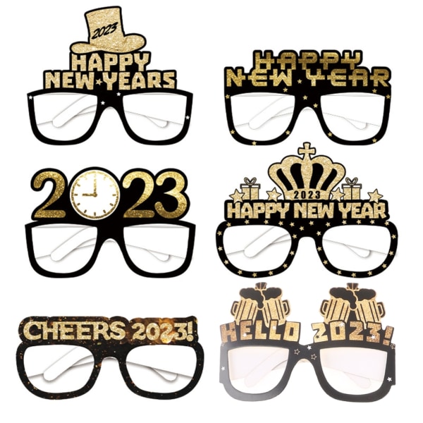 Gott Nytt År Glasögon 2023 6/12st Pappersglasögon Båge Festgåva för Nyår Barnens Dag Barn Cosplay