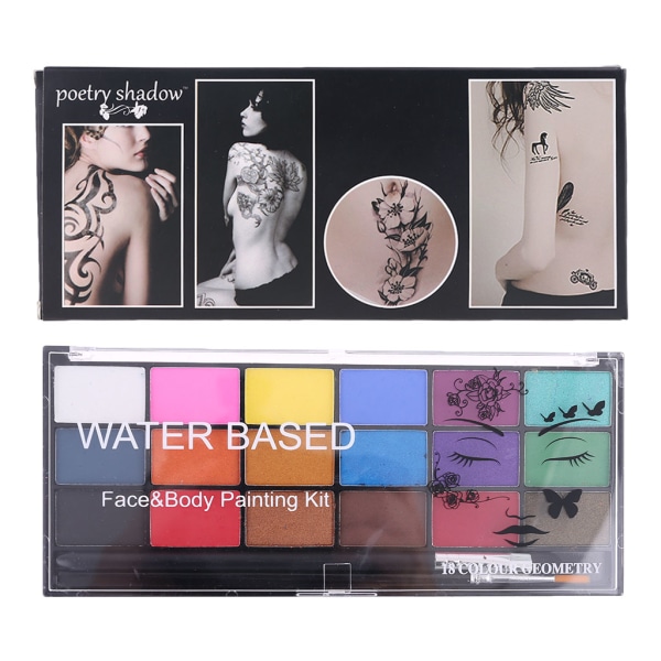 18 färger Ej giftig Body Face Makeup Cosplay Pigment Devil för w/ Brush Water Sol