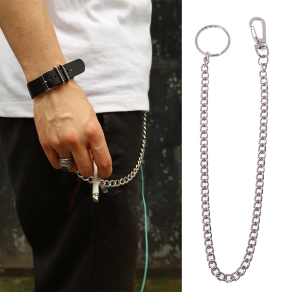 Silver Mental Long for Key Chain Byxor Jeans Hiphop Biker Secure Travel Wallet Chain with Lobster Clasps Anti-Lost Jewel