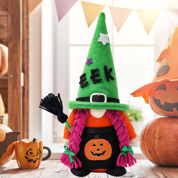 Halloween Gnome Handgjord Pumpa Broom Swedish Tomte Skandinaviska Gnomes Autumn