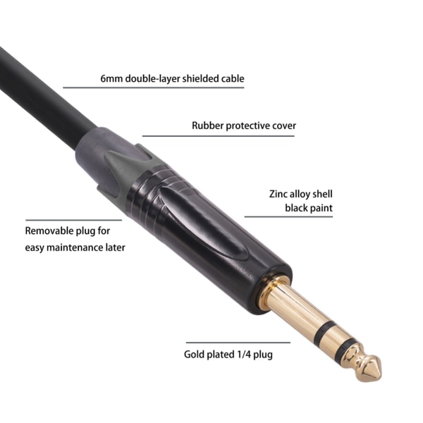 1/4 till XLRMale-kabel, kvartstums TRS till XLRMale balanserad adaptersladd Mikrofonkabel för blandare Högtalarmikrofon 5m