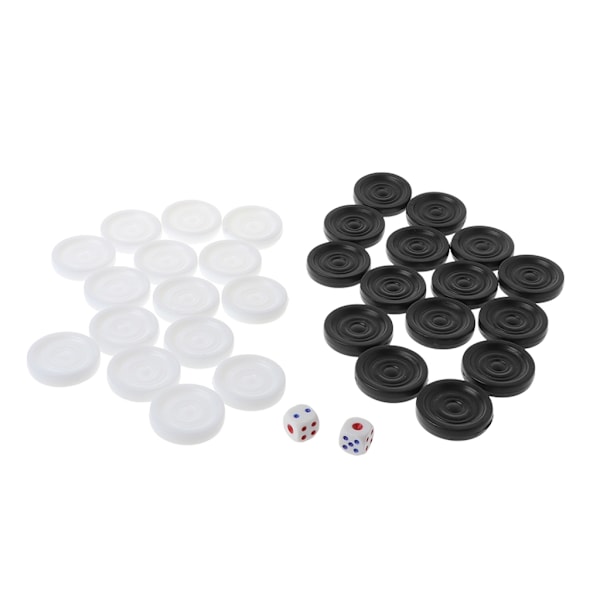 32 stycken plastpjäser, internationellt svart vitt schack, backgammon pjäs Chip pieces set för barn Barnleksak 28mm