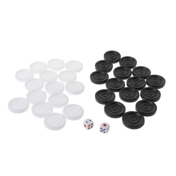 32 stycken plastpjäser, internationellt svart vitt schack, backgammon pjäs Chip pieces set för barn Barnleksak 35mm