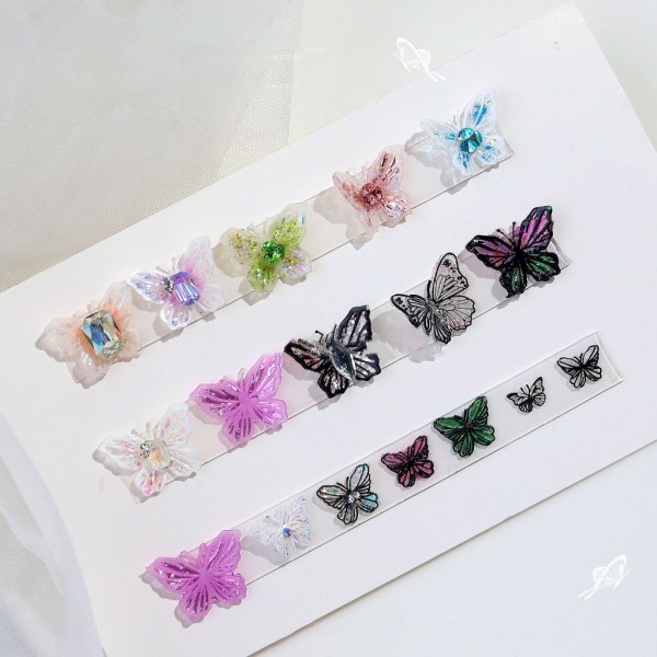3D Butterfly Prägling Nail Art Form Silikonkombination Dekorativ Form Nail Art Framställningsverktyg Silikon Carving Mould