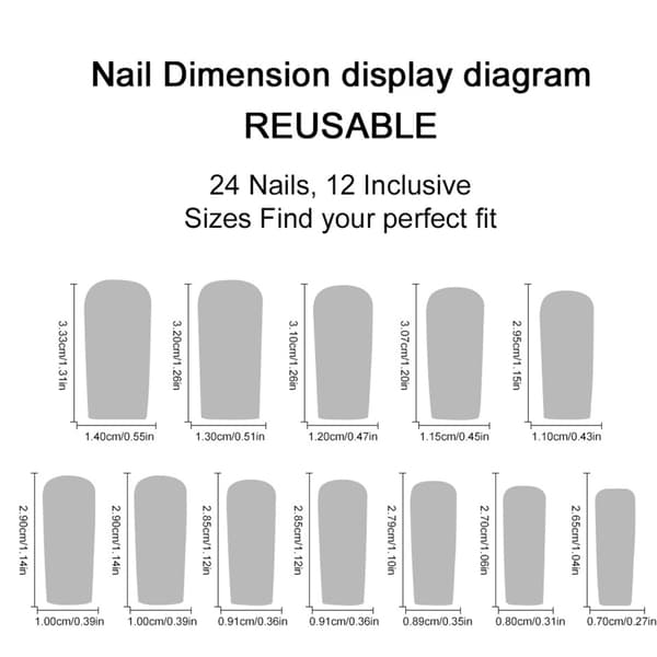 Press On Manicure Sæt Fransk Tip Gradient med 3D Blomst, 24 stk.
