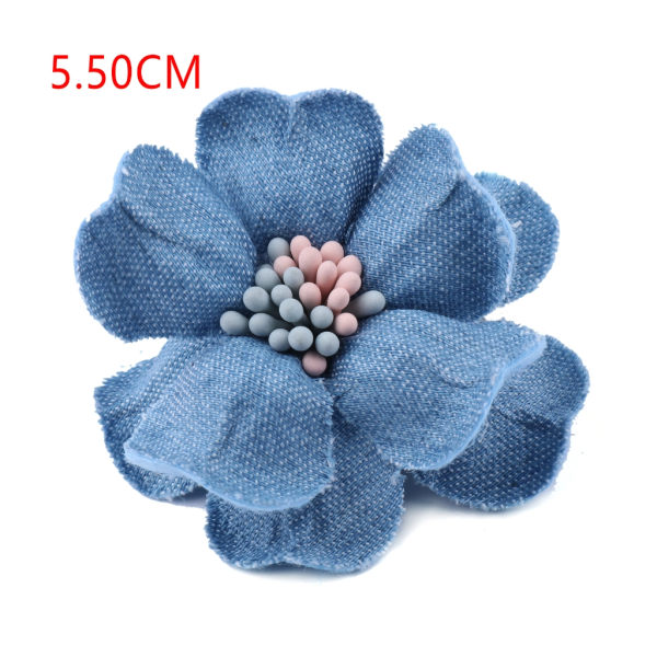 5 st/lot Korea Denim Tyg Blommor Håraccessoarer Kläder Hattar Klänning Dekoration DIY Crafts Supplies C2