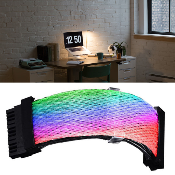 Synk 24-stifts förlängningskabel Power RGB-ljus Adresserbar datorsladd Dubbellagers nättyp PC för åtkomst till case