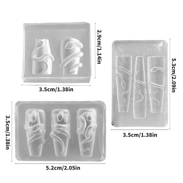 Trio 3D Orm Smycken Formar Flexibel Silikon För DIY Nagelberlock Dekoration