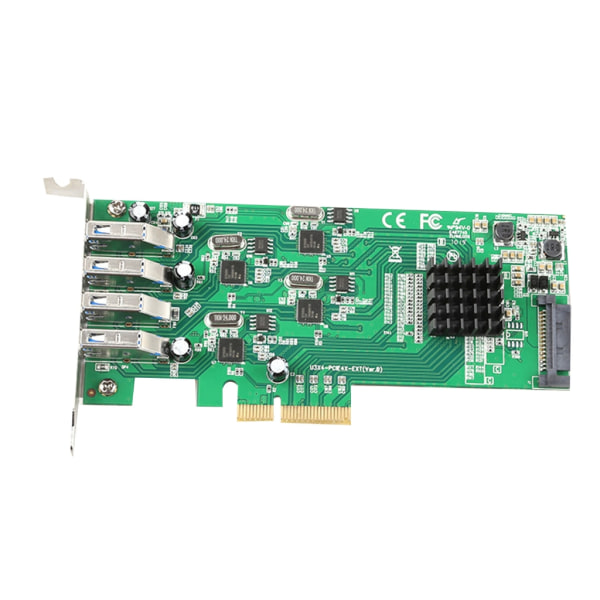 20 Gbps PCIE till USB 3.0 Adapter 4 Independent Pass USB Expansion Cards med 15-PIN SATA Port Adapter för PC Desktop