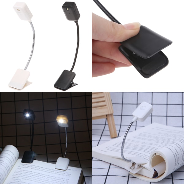 För Kindle & Notebook Läslampa LED Book Light Bordslampa Mini Flexible Clip Black