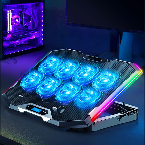 Gaming Laptop Kylplatta RGB Ultratunn kylare 8 tysta fläktar Justerbart Notebook Kylarställ för bärbar dator 12-18 tum K10 USB