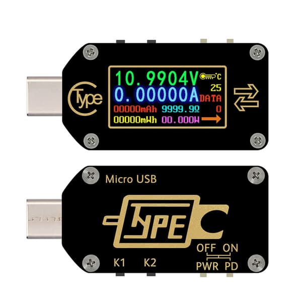 USB C Tester 3.5-24V 4A Spændingstester Multimeter LCD Display Amperemeter Værktøj