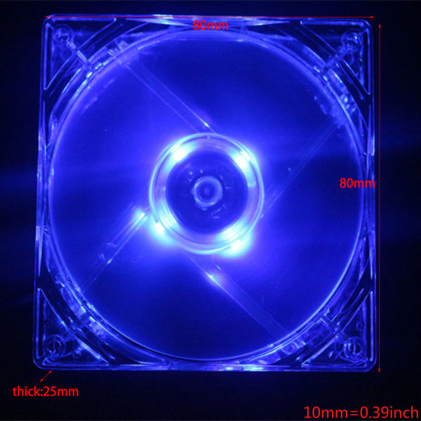 1st 8 cm dubbel bländare Flerfärgad tyst LED-dator för case PC kylfläkt 12V 4Pin kylfläkt A