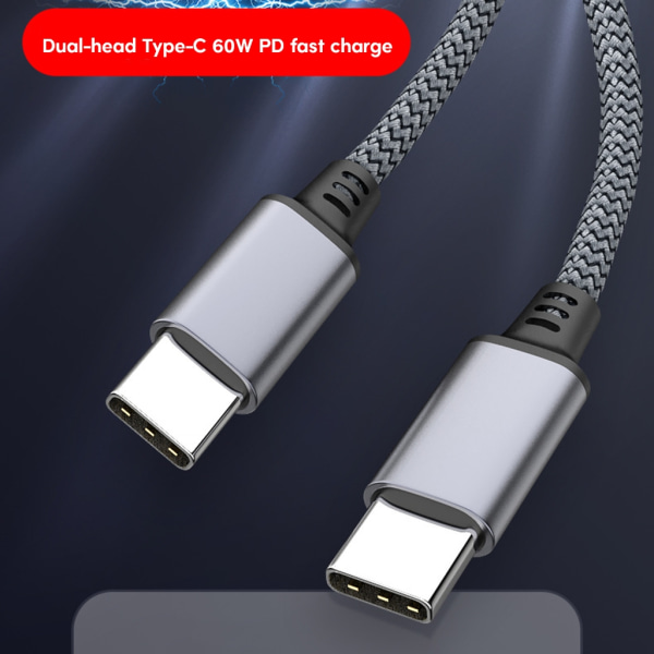 USB C till typ C Extended Link-kabel PD60W Snabbladdningsladdarekabel Dataöverföringssladd 480 Mbps för Phone Tablet Laptop 50cm