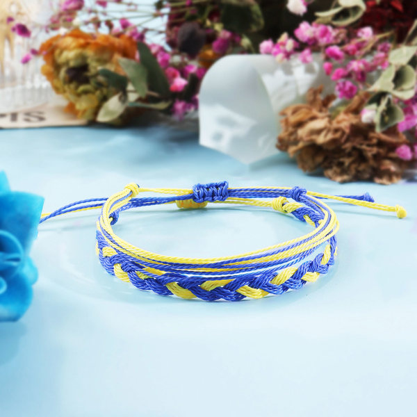 Peace Daisy Armband Boho Handgjord String Armband Ukrainsk Symbol Armband Solros Smycken Gåvor för män kvinnor 3