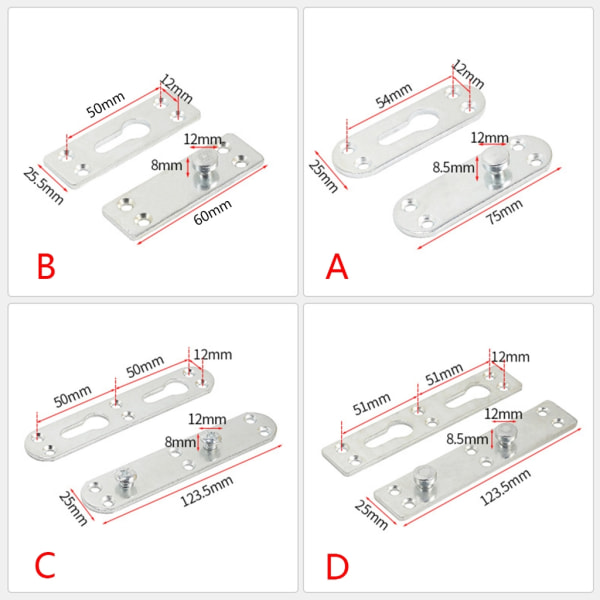 Möbel Sänggångjärnskopplingar Osynliga hängande spänne Krokar för sängar Våningssängar och sänggavlar Hårdvaratillbehör D