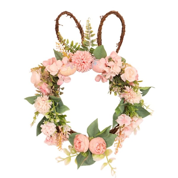 Vårkrans Söt Påskhare Krans LED Ägg Blomstergirlang för Ytterdörr