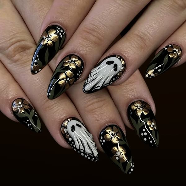 Halloween Mandelformede Press-On Manicure Neglesæt til Ferielooks