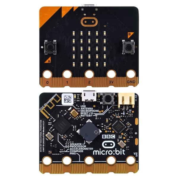 Uppgraderad BBC Micro bit V2.2 med kapacitiv peksensor och BLE5.0 för barn - LED-indikator högtalare Mic - Programmerbar