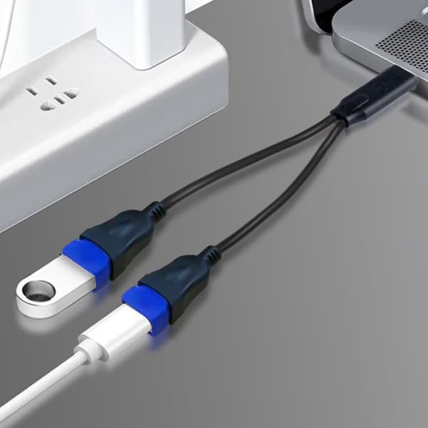 Dobbel Port USB Splitterkabel for Samtidig Lading og Dataoverføring