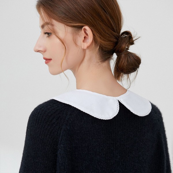 Franska kvinnor Maid Falsk krage Spets Trim Patchwork Halv Skjorta Halsband Poncho