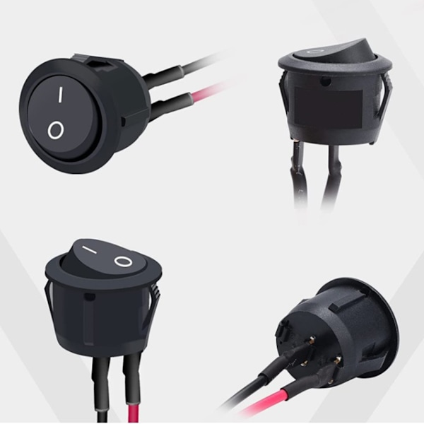 Runda vippströmbrytare ON/Off-brytare 23mm Växelströmbrytare 12V för bilfordon 2 stift
