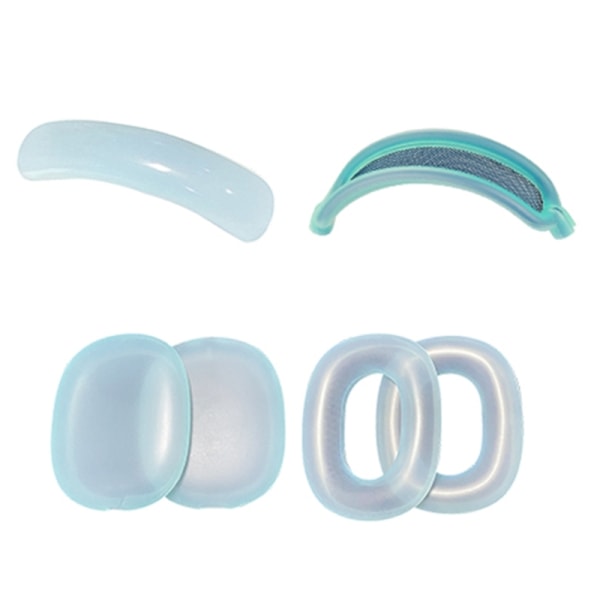 Case Cover för AirPodsMax Hörlurar Headset Anti-Scratch Öronkuddar Öronkuddar Cover/ Cover 4-i-1 Transparent blue