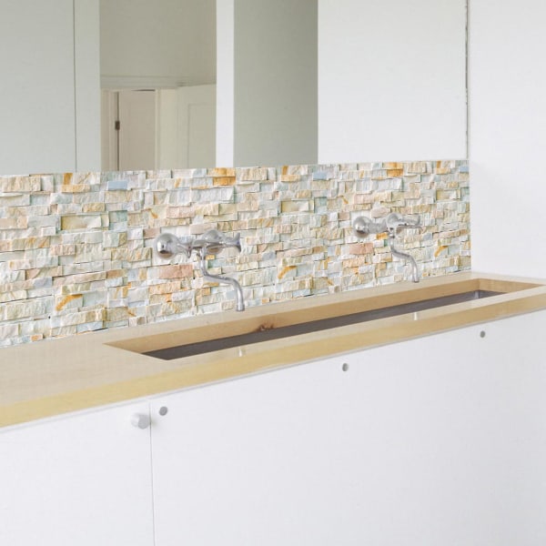 3D tapeter Marmor Tegel Skala och självhäftande väggdekal Vattentät PVC Kakel Stick för DIY Kök Badrum Hem