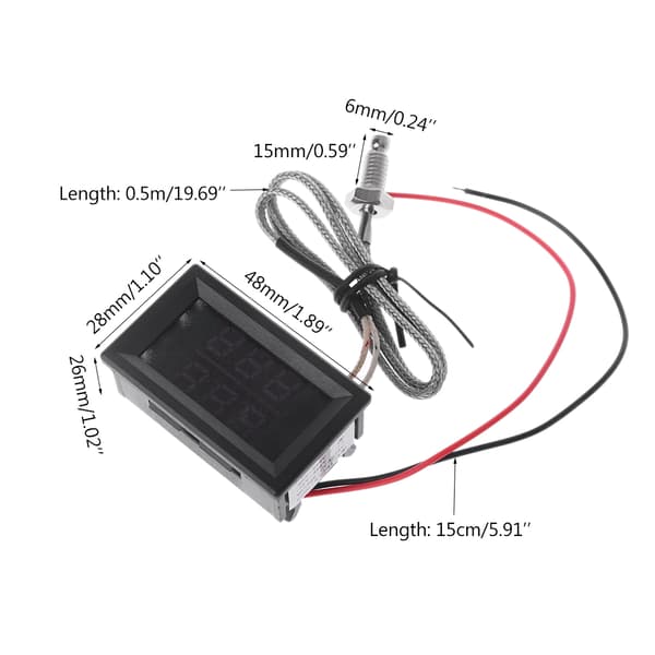 K-typ termoelement temperatursensor LED-display intern och extern temperatursensor