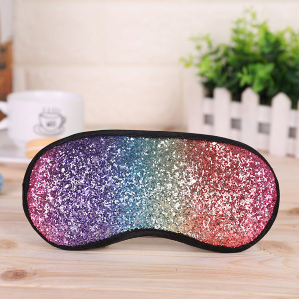 Kvinnor Flickor Söta Glitter Paljetter Sova Ögonmask Gradient Rainbow Blindfold