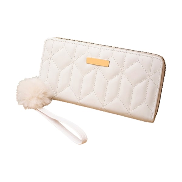 Kreditkort i PU-läder Lång plånbok Korthållare Affärspresentväxlingsficka för kvinnor Myntväska Pengarväska Handväskor White