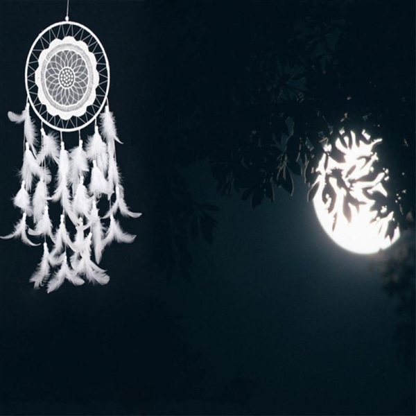 Handgjorda fjäder Wind Chime Makrame Drömfångare Ornament Vägghängande dekor null - MS6133C black