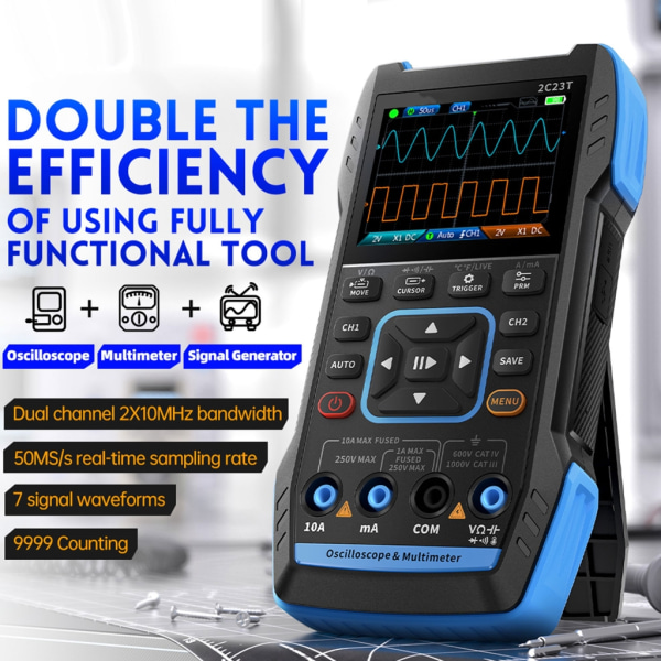 Bärbar 3 i 1 handhållen multimeter digitalt oscilloskop Mångsidig och effektiv DDS-funktionssignalgeneratorer 2,8"-skärm