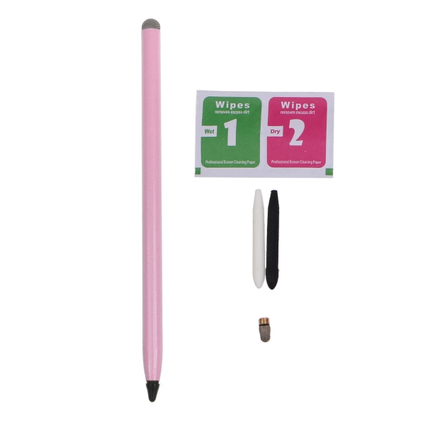 2 i 1 kapacitiv Stylus Pen Fiberspets & trasa för huvud Hög känslighet och precision Universal för pekskärmar Drawi Pink