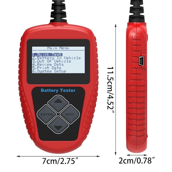 Bilbatteritester 12V 100-2000CCA Analysator Hurtig Start Opladningssystem Test