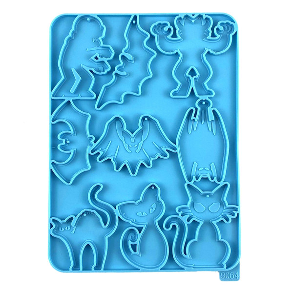 Silikonform for støping av resin, Halloween-flaggermus, katt, nøkkelring, smykkeform