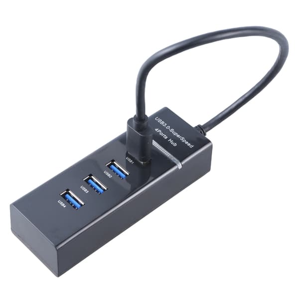 Kompakt 4-ports USB3.0 Hub Højhastighedsdataoverførsel til PC Laptop Tilbehør