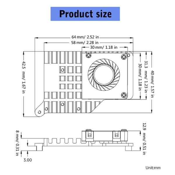PCIe til M.2 Udvidelseskort med SSD Køleventilator Support til Raspberry Pi 5