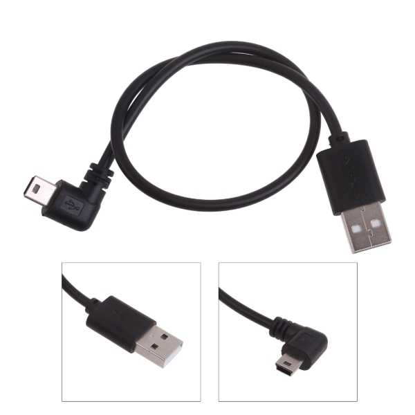 Mini USB B Typ 5-stift hane vänster/höger vinklad 90 grader till USB2.0 hane laddningssladd Bend left