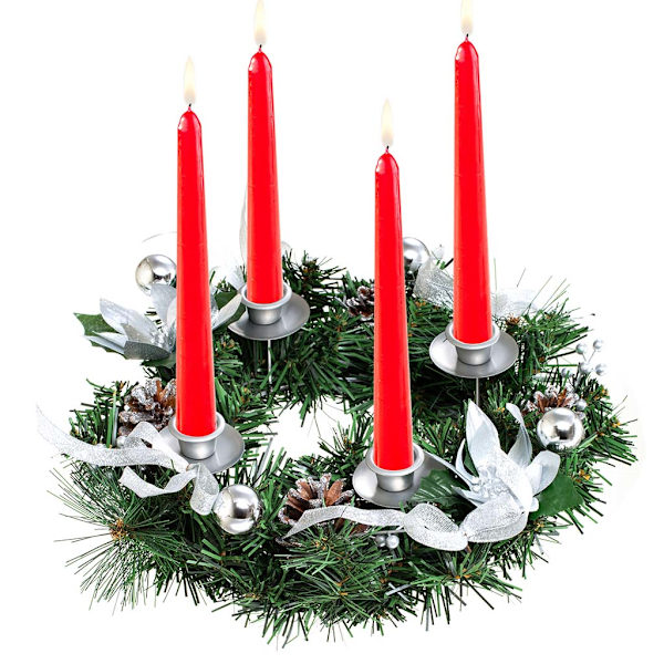 Julkrans Ljusstake Hem Fest Xmas Ljusstakar Bord Kyrka Matsal Prydnad Red