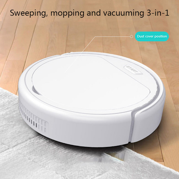 3-i-1 Slim Robotdammsugare Supertyst Stark Sugkraft USB Uppladdningsbar White B
