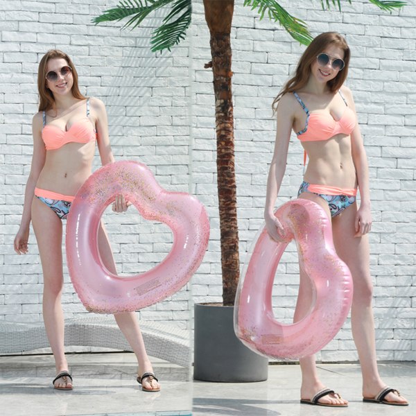 Genomskinlig hjärtformad pool Flytmadrass Sommar Simm Circle Float Vatten Pool Party Uppblåsbar Simring Flytleksaker 120cm