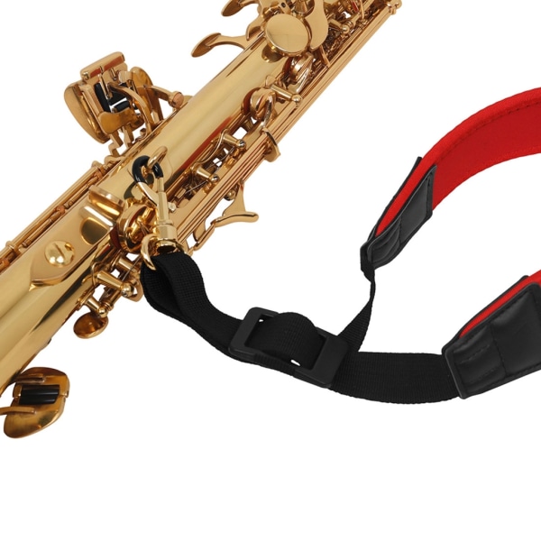 Saxofonhalsrem med justerbar längd Mjuk saxofon Nylon Andningsrem Vadderad Uppgraderad för alt- och tenorsaxofon Red