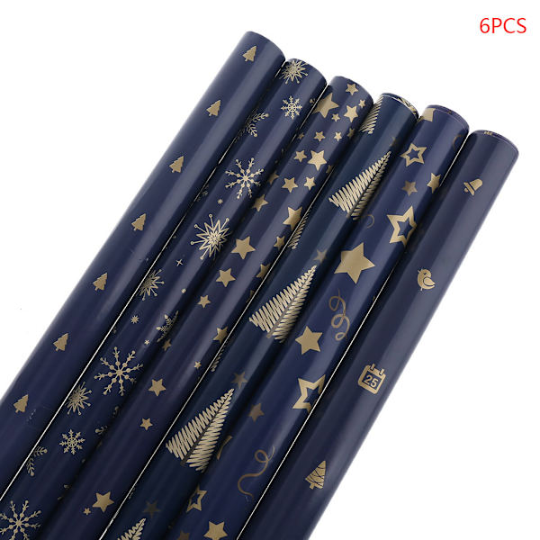 6 st Julklappspapper Presentpåse Förpackning Snöflingor Tomte Dekor