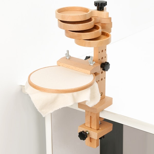 Broderiramme Stativ Justerbart Korsstingsstativ, Håndfritt Broderirammeholder i Tre for Sying